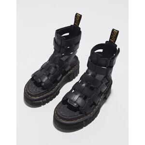 New Dr Martens Ricki Nappa Lux Gladiator Sandals Size 8 Black Leather‎ Platform
